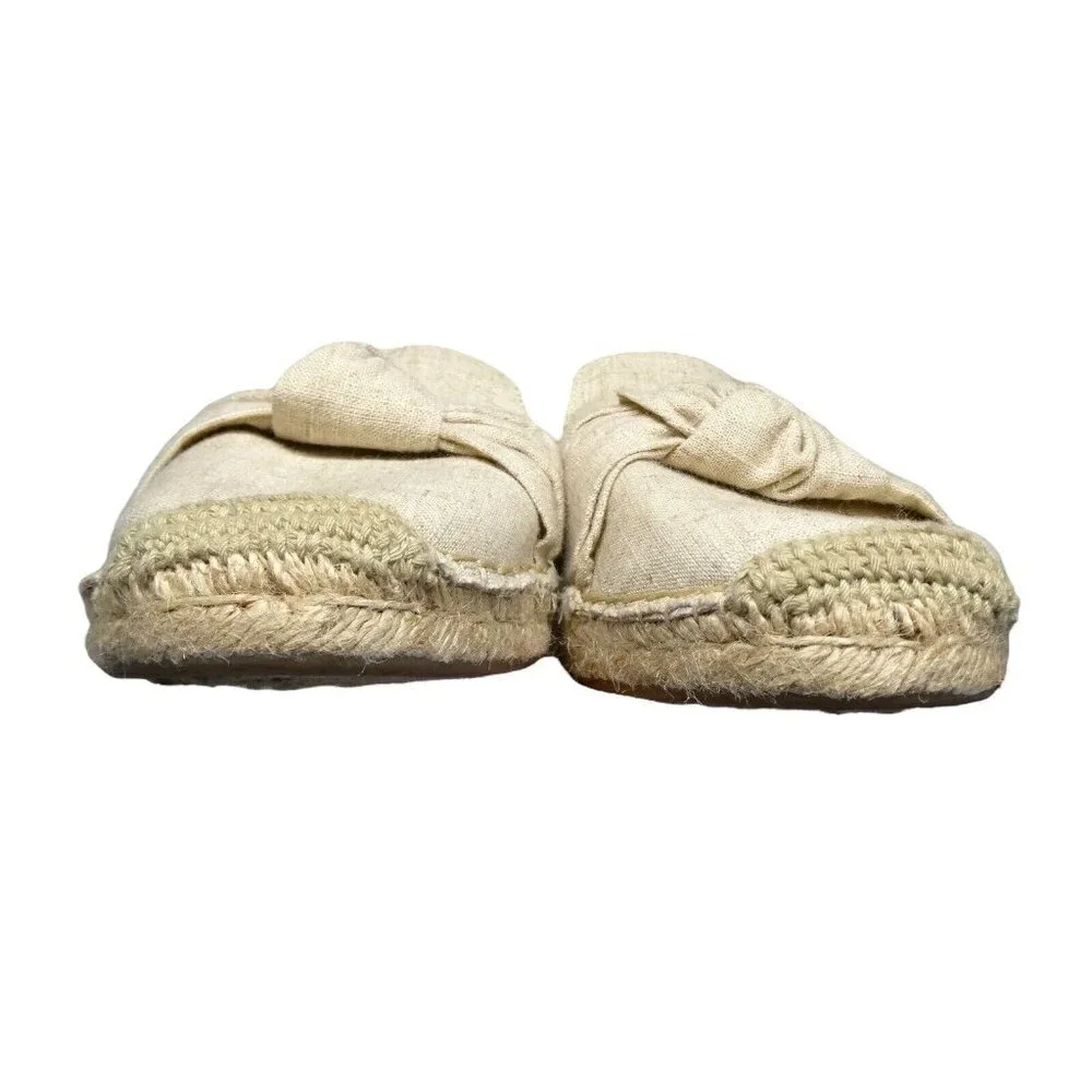 J. Jill Women's Espadrille Size 11 Knot Textile Jute Flats Tan Neutral Canvas‎